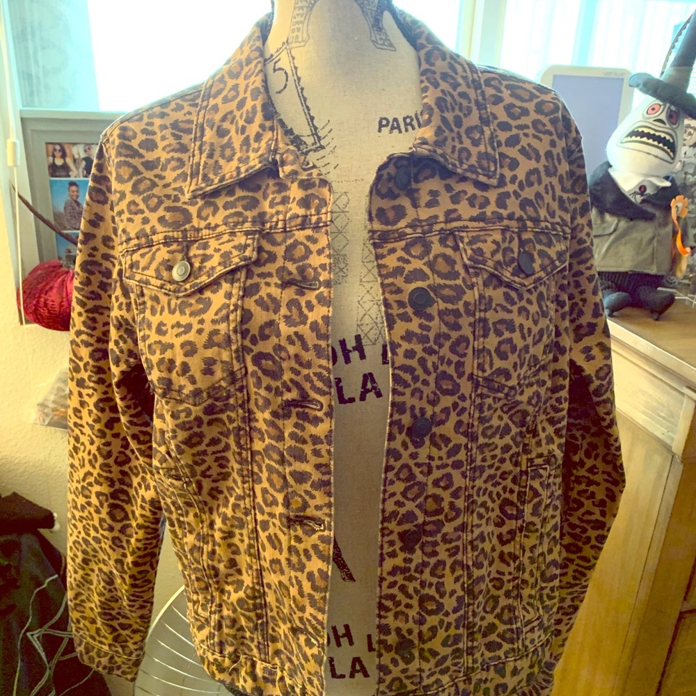 cheetah print denim jacket